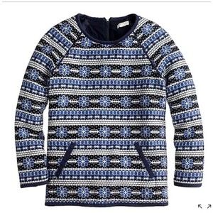 J. Crew Collection Popover Sweatshirt in Floral Jacquard, Blue, Size 00